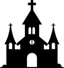 Obraz premium church silhouette vector illustration