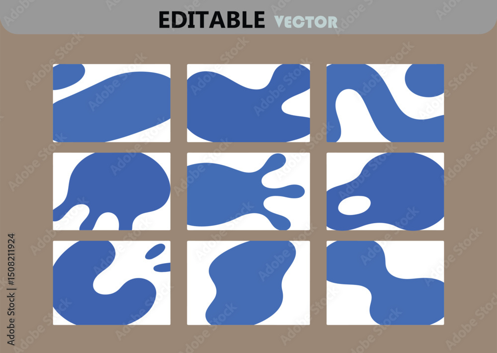 Poster abstract blue blob shapes vector set for creative design projects and backgrounds with editable vect
