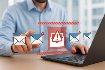 Cybersecurity Email Threat Alert Warning Digital Risk Management Online Security Protection Phishing Scam Prevention Internet Safety Secure Communication Data Privacy Infographic Business Technology  