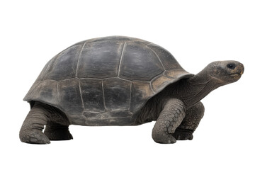 Obraz premium Majestic galapagos tortoise on black background, cut out