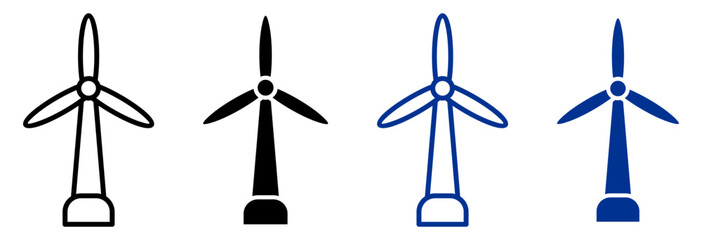 Wind Power Icon Set Multiple Style Vector Illustration