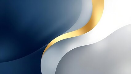 Elegant Abstract Background Navy Blue, White, and Gold Swirls Design, Modern Luxury Texture