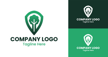 Company Logo Design Eco-Friendly Business Logo with Tree and Shield