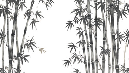 Obraz premium Illustration of green bamboo tree with leaves and branches 