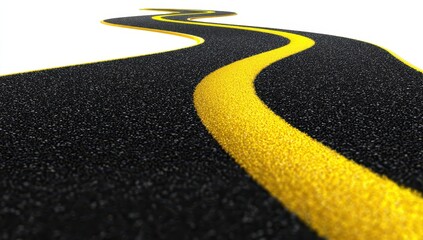 Winding road with yellow center line