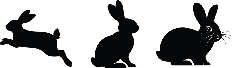 Obraz premium Three rabbit silhouettes in different poses
