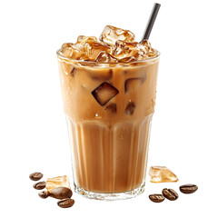 Iced Coffee Refreshing Summer Drink Cold Brew Coffee Beans Ice Cubes Straw