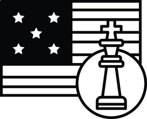 A black and white image of a chess board with a king on it