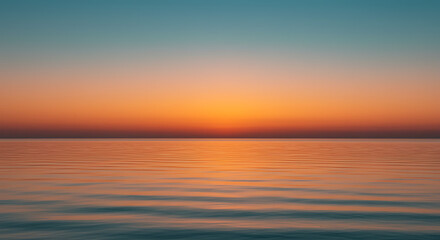 Obraz premium Serene Ocean Sunset Tranquil Waters at Golden Hour Seascape