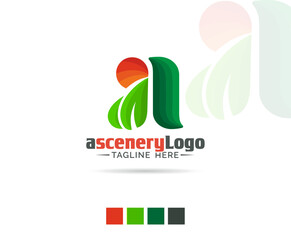 A letter scenery logo design	
