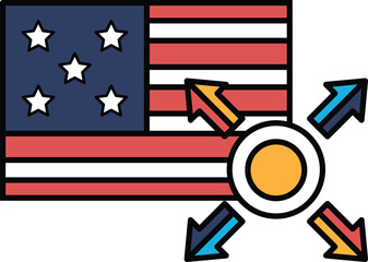 Obraz premium A flag with stars and stripes and arrows pointing to the right
