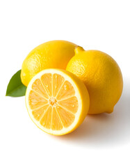 Fresh Lemons with Green Leaf