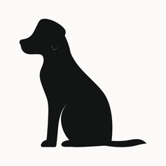 Majestic Silhouette of a Sitting Dog Canine Vector Art