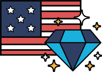 A diamond is placed on top of an American flag
