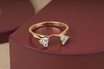 golden finger ring for women isolated image