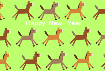走る馬のパターン年賀状　