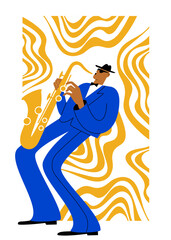 Jazz man playing a saxophone	
