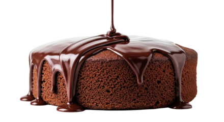 Decadent Chocolate Drip: Pouring from Cake, Isolated on White, Delicious Sweet