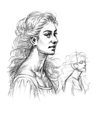 how to draw a woman portrait pencil drawing for card decoration illustration