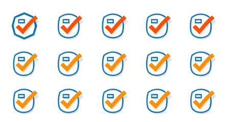 Checklist vector icon set, checkmarks, cross symbols, and clipboard designs vector style.