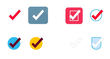 Checklist vector icon set, checkmarks, cross symbols, and clipboard designs vector style.