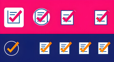 Checklist vector icon set, checkmarks, cross symbols, and clipboard designs vector style.