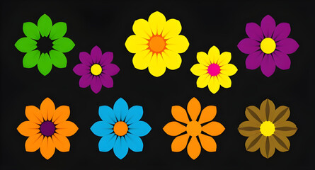 floral icons, blossom icons, botanical icons, nature icons, flower clipart, flower illustration set, flower doodles, flower silhouette icons, flower outline icons, flower flat icons, flower design ele