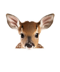 Cute baby Peeking roe deer isolated on a white background, a brown mammal vector illustration