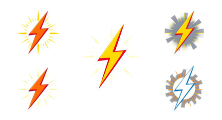 set of lightning bolt icon