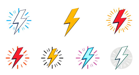 set of lightning bolt icon