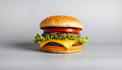 4k ULTRA HD Cheeseburger Overlay on Neutral Background with Realistic Detail