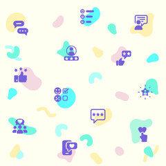 Vector illustration of a cute Review And feedback. Collection of customer, rating, star rating, chat, testimonials, survey, support, communication, sign and other elements. Isolated on beige.