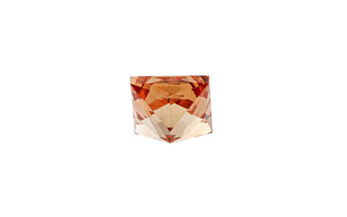 Garnet with rutile inclusions faceted old mine cut stone mineral macro photography on white...