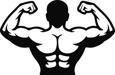 muscle man silhouette, bodybuilder silhouette, fitness flex silhouette, gym pose silhouette, flexing man vector, strong man outline, bodybuilding clipart, flexing bicep art, workout silhouette