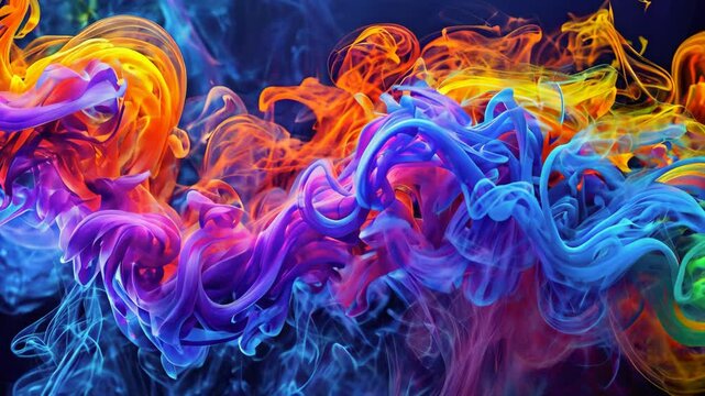 Impressive colored smoke, bright waves of paint, spectacular background for photos and videos, festive atmospheric smoke of various shades, creative smoke screen, art effect, smoke extravaganza