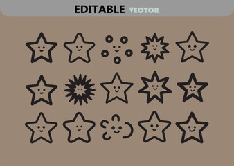 Cute Star and Circle Characters Pattern Seamless Vector Background with Smiling Faces Editable and Scalable for Various Creative Projects