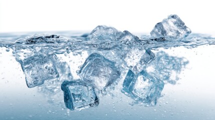 Ice cubes submerged in water