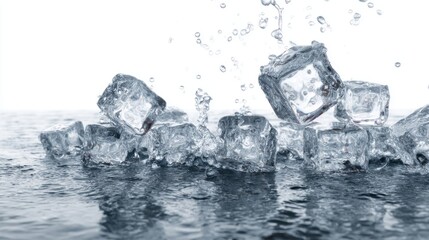 Ice cubes splashing