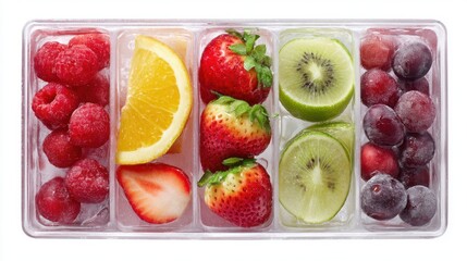 Frozen fruit tray, various slices