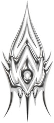 Abstract metallic futuristic 3D tribal y2k chrome shape, aesthetic cyber gothic style neotribal tattoo design