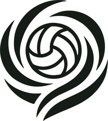 Volley Logo - Swirling energy envelops volleyball