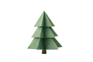 Obraz premium Green origami pine tree on black background, cut out