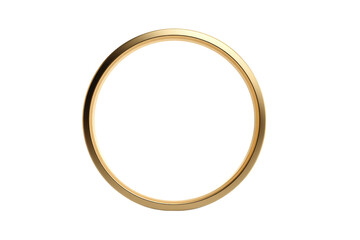 Minimalist gold ring on transparent background with reflective surface, cut out