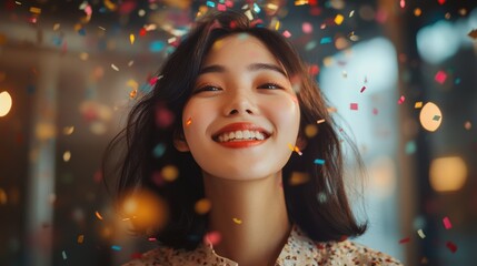 Happy work anniversary,group of young creative team feeling happy after work success at working place in office,birthday cake and celebration and party,good job concept.