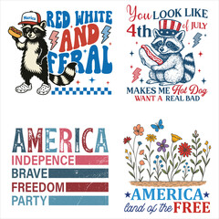 4th Of July Usa Independence Day Clipart, American 4th July Design Sublimation, Patriotic Fourth Of July Illustration Pack