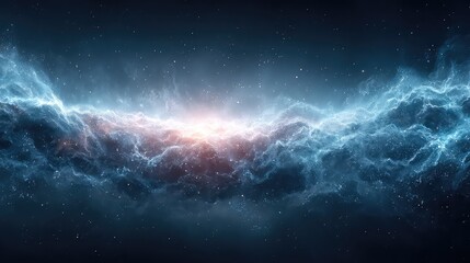 Fototapeta premium Surreal pink and blue electric clouds merging in cosmic storm with vibrant plasma energy across sky abstract background