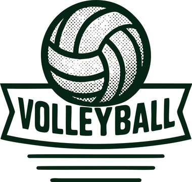 Volley Logo - Textured volleyball emblem atop stylized banner