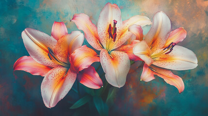 watercolor botanical Lilly flowers texture template background.Elegant wedding invitation card background . Minimal hand painted Design for wedding or Valentine's Day