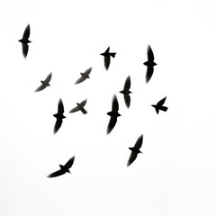 Fototapeta premium Birds flying silhouette animal flock monochrome.