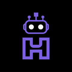 Robot logo with letter H